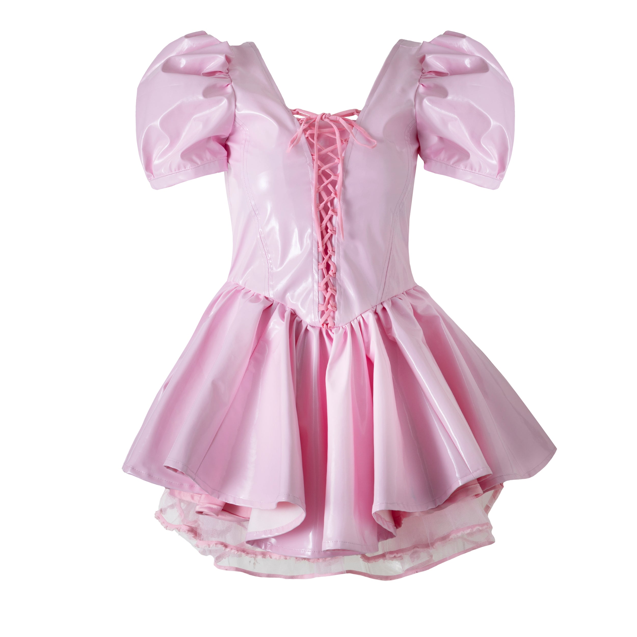 plastic pink dress BARBIE WORLD LATEX MINI DRESS
