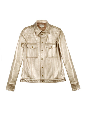 SAMPLE Gold Leather Jacket M