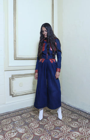 Denim and snake culottes