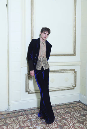 Blue velvet pants