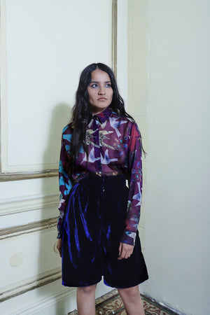 Blue velvet culottes