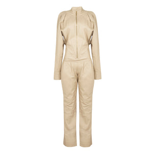 Beige 80's leather Jumpsuit