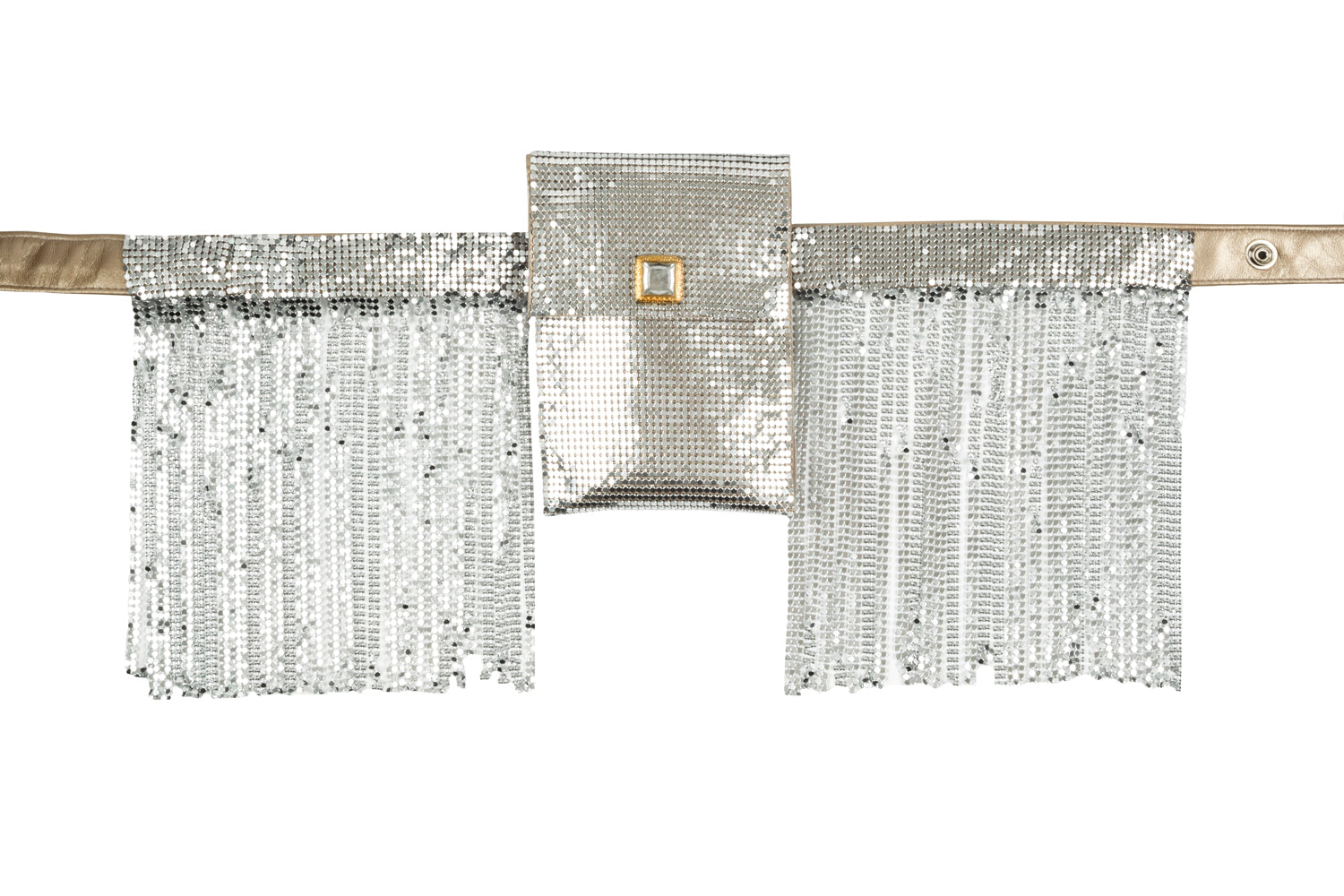 SAMPLE Silver chain belt bag M
